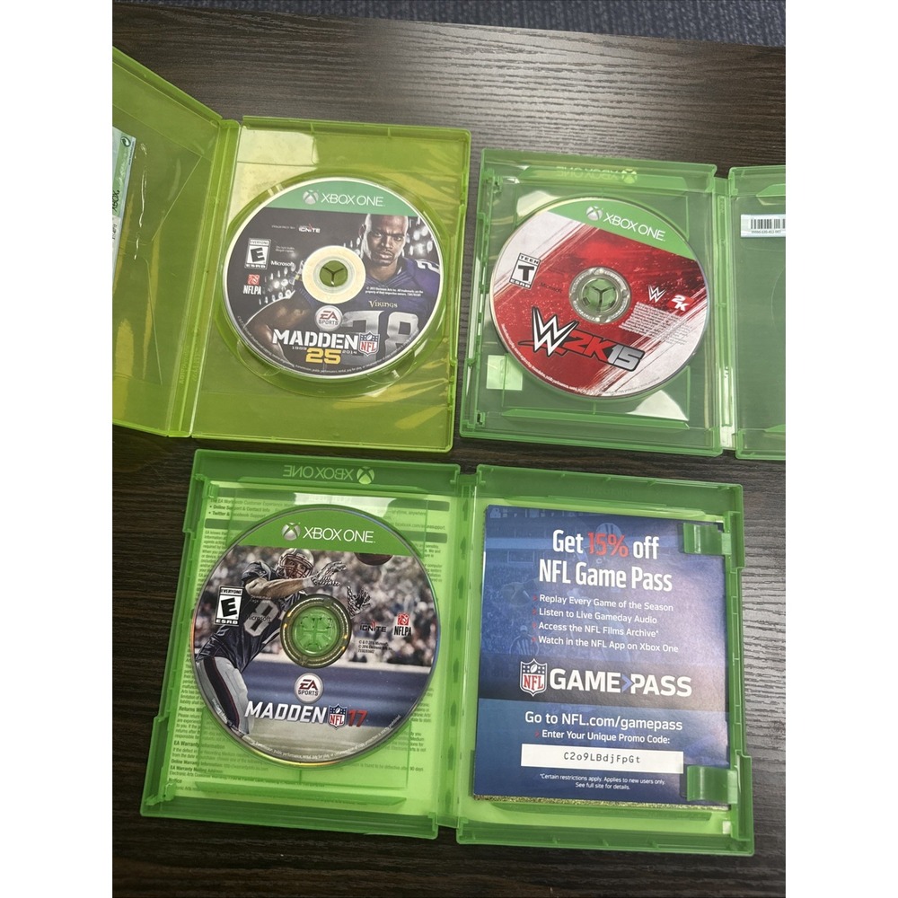 Lot Of 3 Xbox One Games - Madden NFL 17 , Madden 25th, W2K15